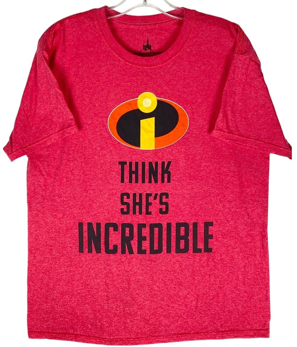 I Think Shes Incredible The Incredibles Dad Disney Parks Red Shirt Mens M Y2K